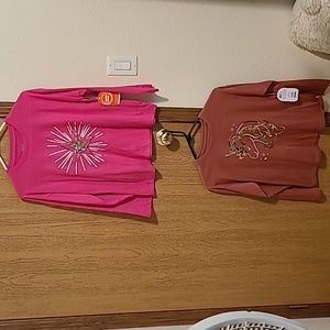 NWT 2 Girls L Wonder Nation LS Tees